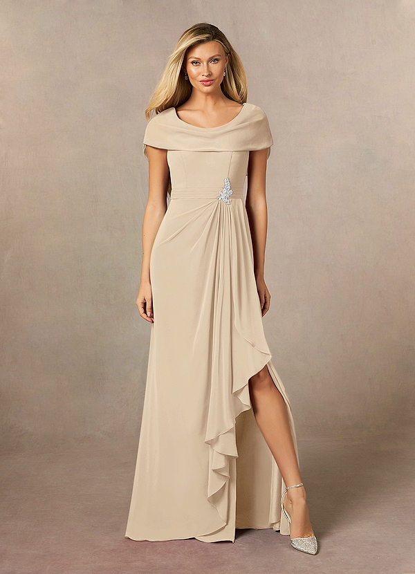 Azazie Mary Mother of the Bride Dresses A-Line Side Slit Chiffon Floor-Length Dress image1