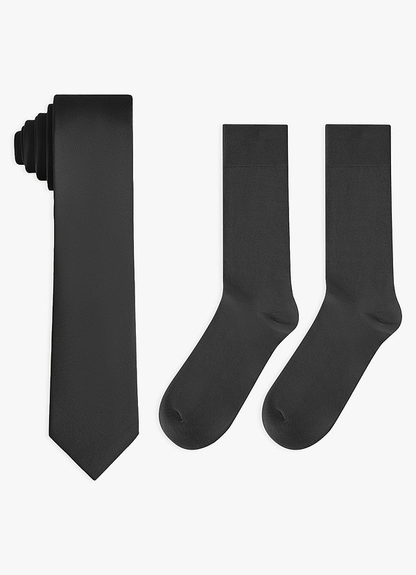front Matching Stretch Satin Skinny Tie and Cotton Socks Set