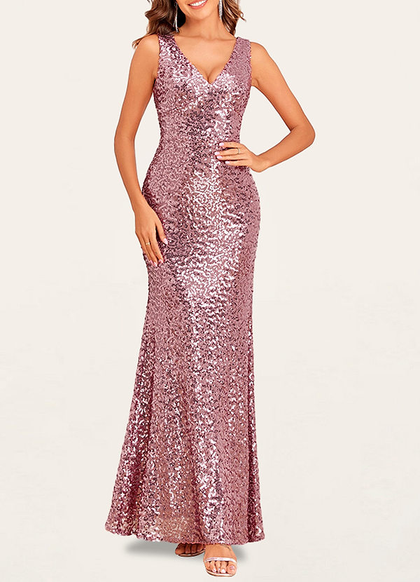 front Angoon Blushing Pink Sequin Maxi Dress