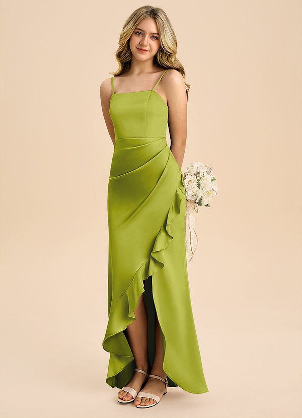 Buzzy Junior Lemongrass Sheath Pleated Stretch Satin Dress image1