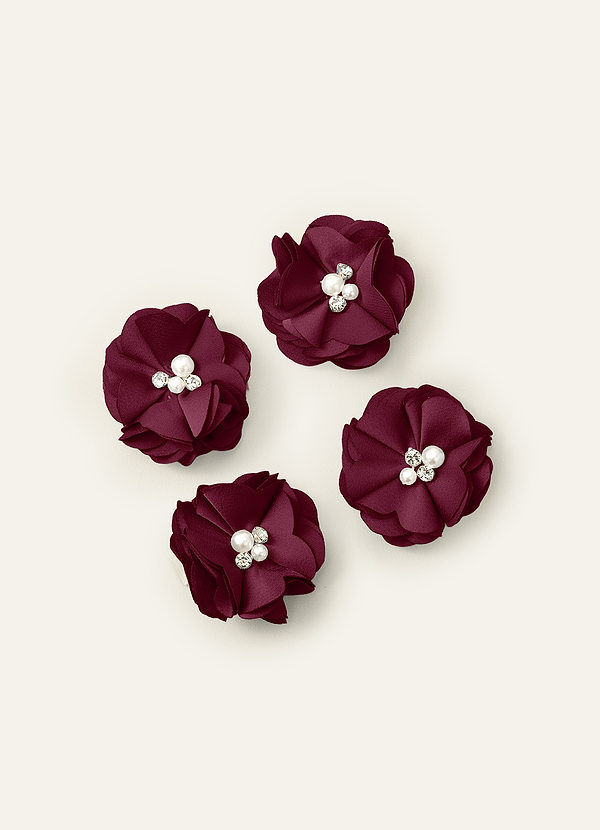 front Four-Piece Matching Color Stretch Satin Hair Clip Set