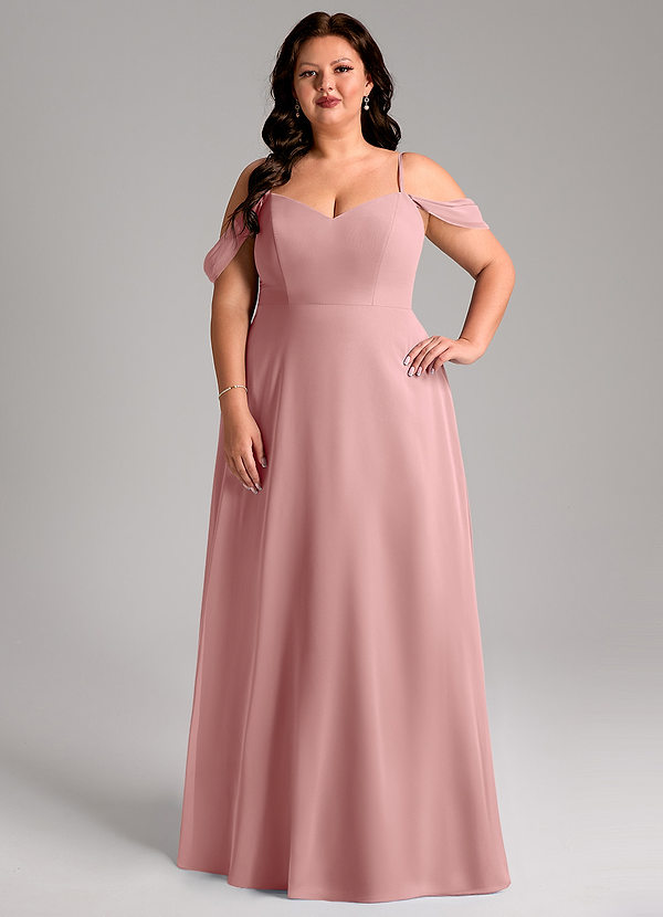 Azazie Marley Bridesmaid Dresses Dusty Rose A-Line Off the Shoulder Chiffon Convertible Dress image1