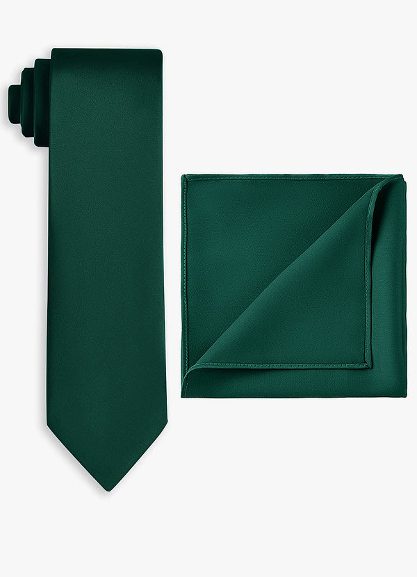 front Conjunto de corbata ancha y pañuelo de bolsillo de satén elástico