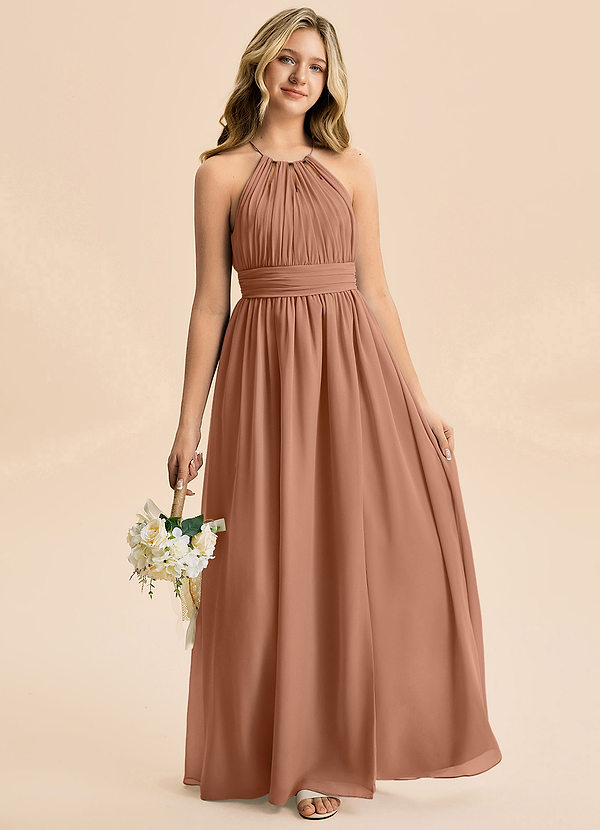 Azazie Noelle Junior Bronzer A-Line Pleated Chiffon Dress image1