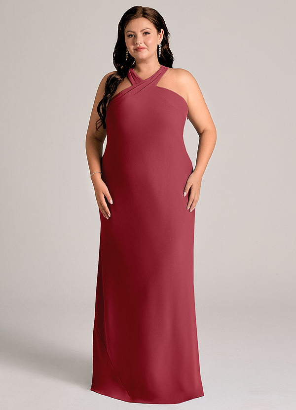 Azazie Doretta Suknie dla druhen Syrena Pofałdowany Szyfon Do ziemi Sukienka image1