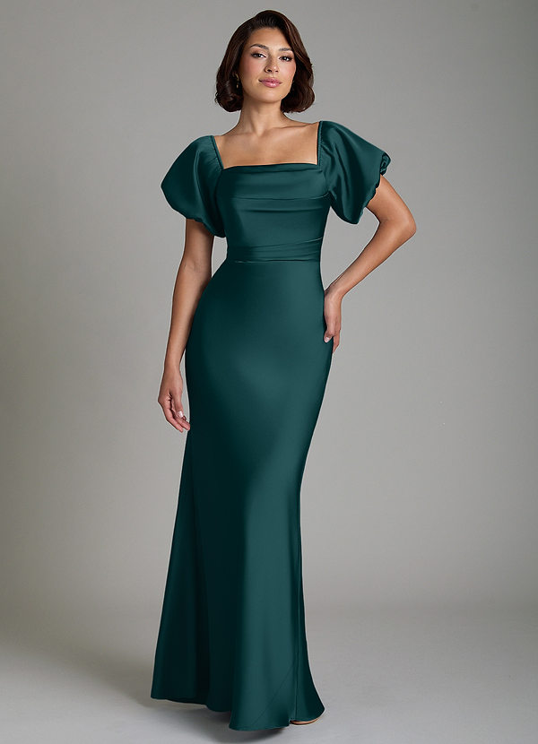 Azazie Lea Bridesmaid Dresses Pine Mermaid Off the Shoulder Stretch Satin Convertible Dress image1