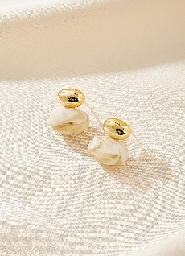 front Geometric Stone and Oval Studs