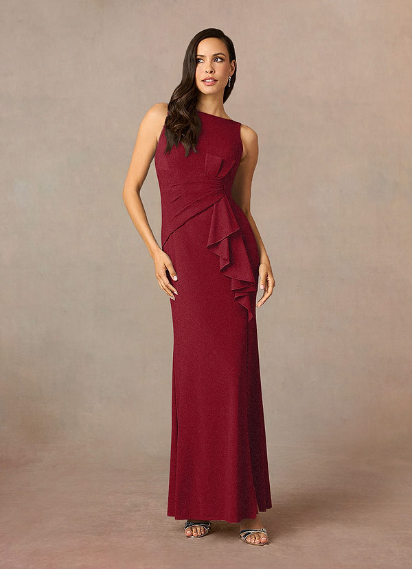 Upstudio Fort Mother of the Bride Dresses Burgundy Mermaid Ruched Metallic Knit Dress image1