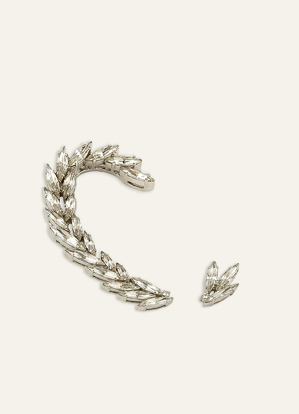 front Bladvormige strass oorclips