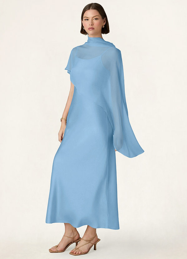 front Azazie Matching Color Chiffon Bias Cut Cape