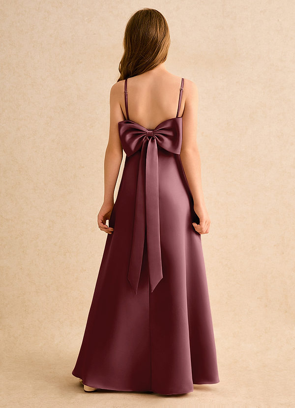 Azazie Joella Girls Formal Flower Girl Dresses Desert Rose A-Line Pleated Matte Satin Dress image1