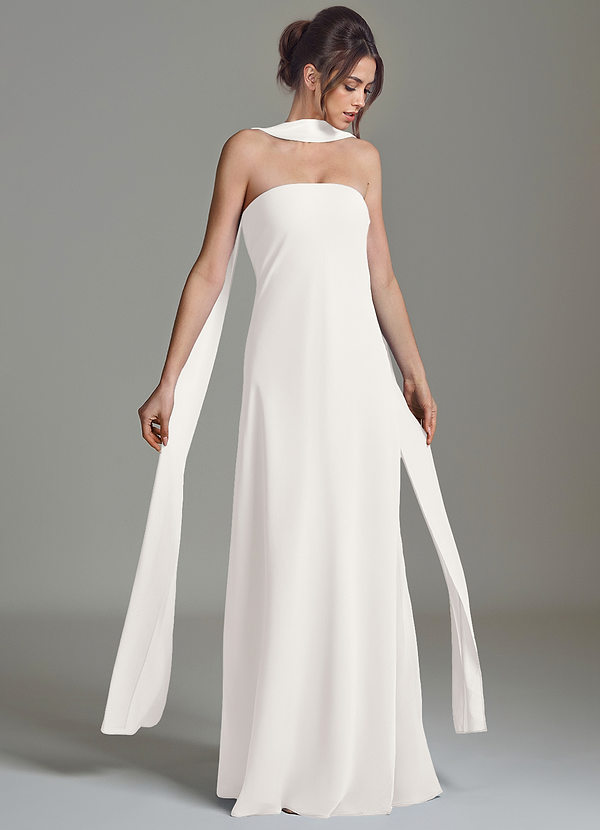 Azazie Ilana Bridesmaid Dresses White A-Line Strapless Chiffon Dress image1