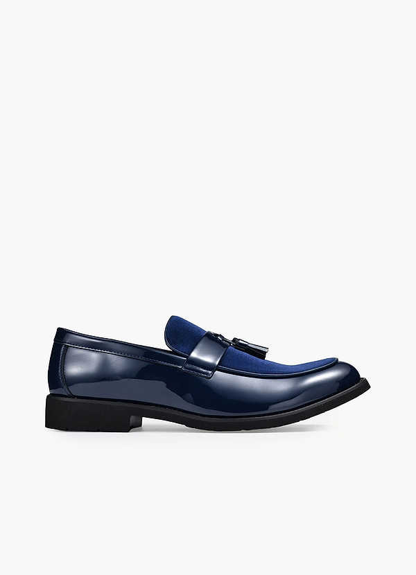 Herren-Loafer aus Leder und Samt mit Quasten front