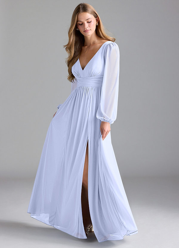 Azazie Norah Brautjungfernkleider A-Linie Gittergewebe Kleid Lavendel image1