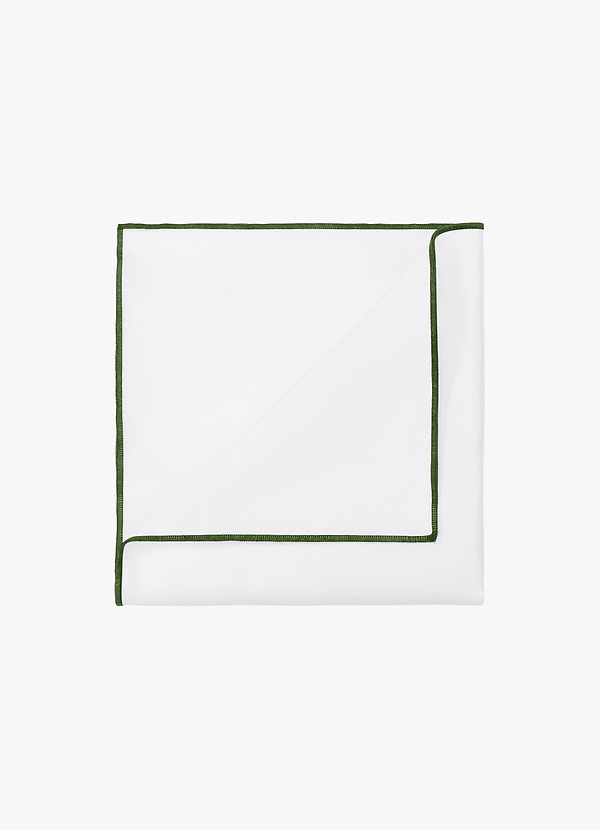 front White Matte Satin Pocket Square with Colored Edge