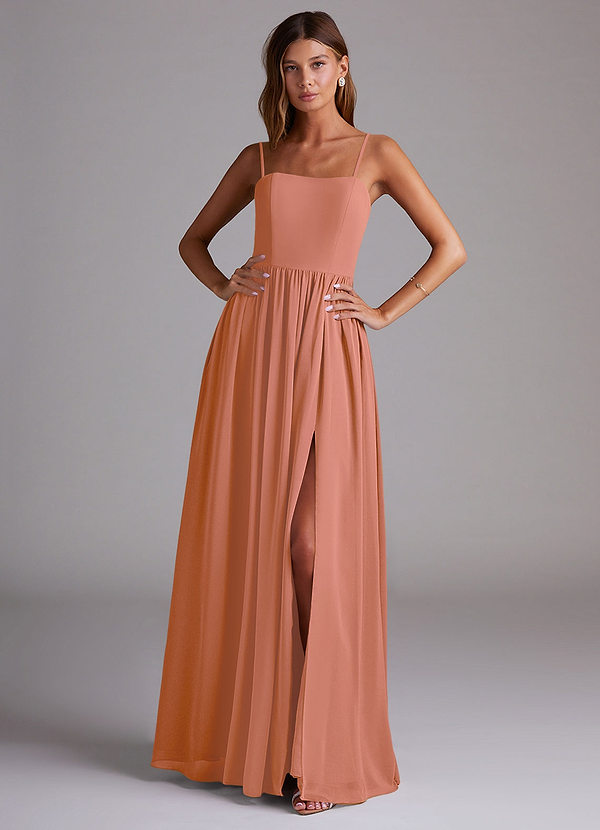 Azazie Calianna Bridesmaid Dresses MAI TAI A-Line Off the Shoulder Chiffon Convertible Dress image1