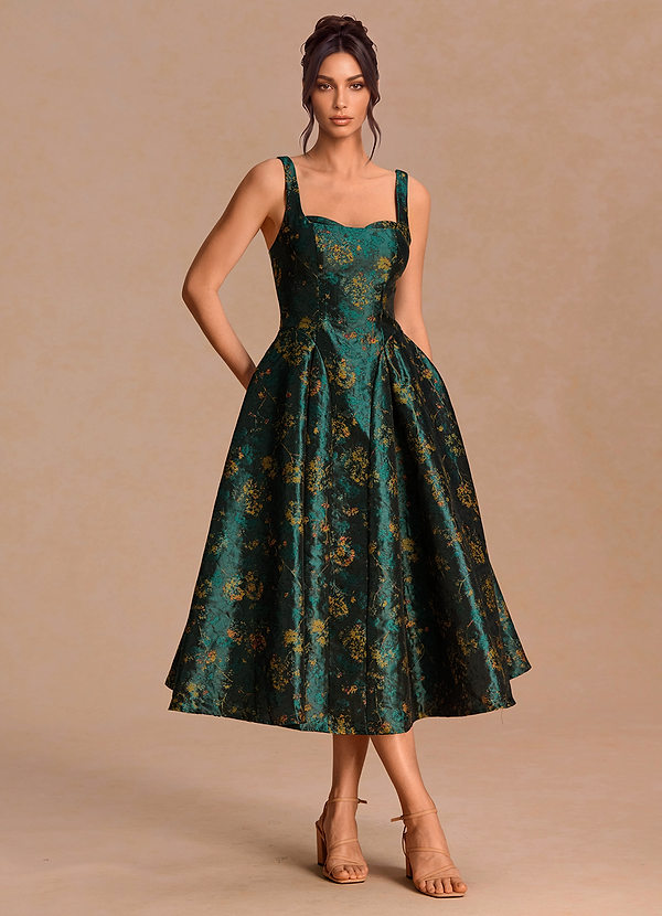 Robe Midi Vert Foncé Briena image1