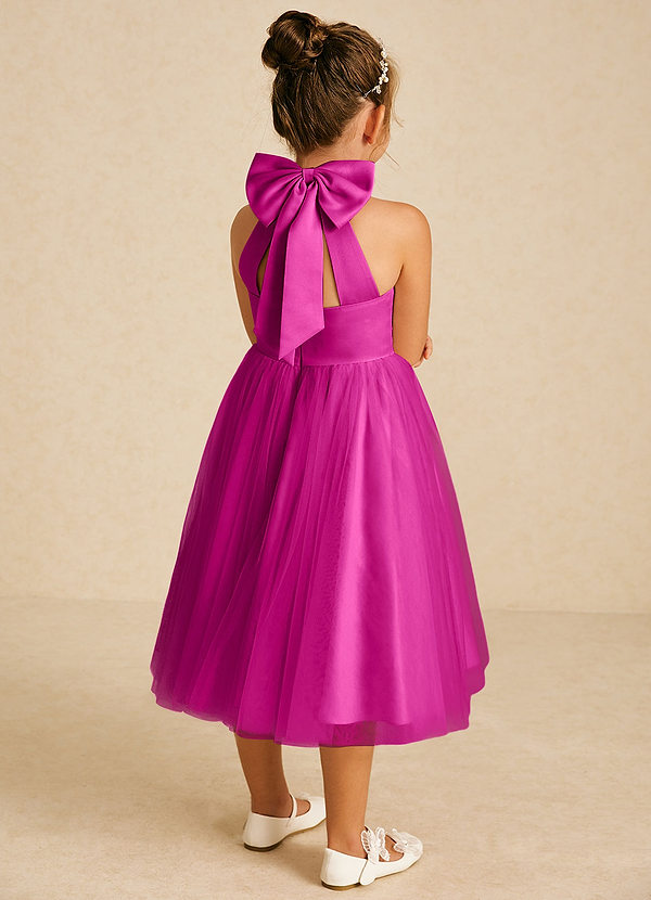 Azazie Dora Blumenkinder Kleider A-Linie Schleifen Tüll Kleid Fuchsia image1