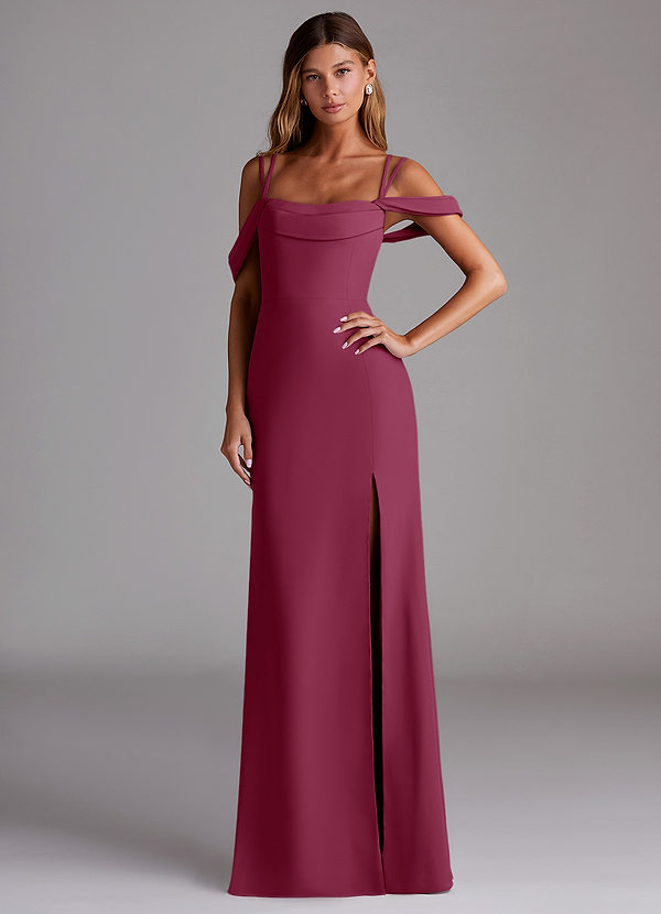 Azazie Callan Bridesmaid Dresses Mulberry Mermaid Pleated Chiffon Convertible Dress image1