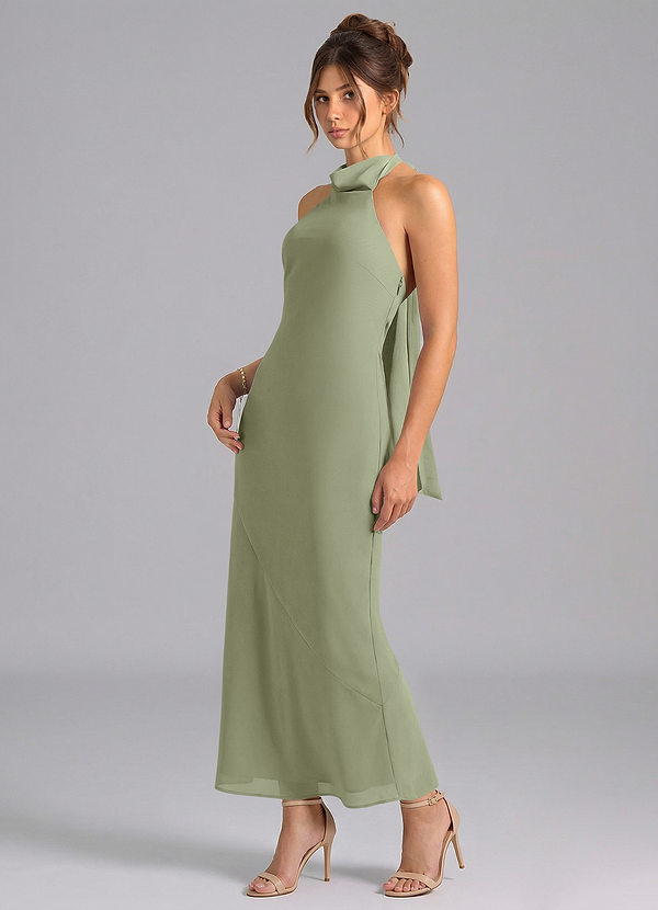 Azazie Velli Bridesmaid Dresses Pistachio Mermaid High Neck Chiffon Dress image1