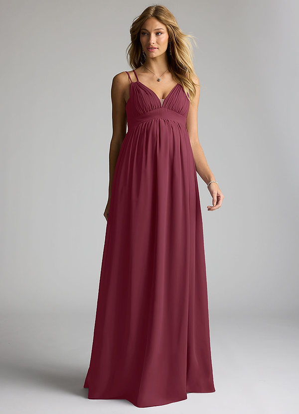 Azazie Emree Brautjungfernkleider für Schwangere A-Linie Chiffon Bodenlänge Kleid image1