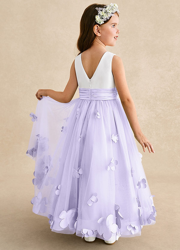 Azazie Vi Flower Girl Dresses Lilac A-Line Sleeveless Tulle Dress image1