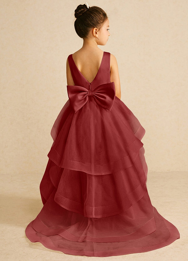 Azazie Pumpkin Flower Girl Dresses Rust A-Line Convertible Tulle Dress image1