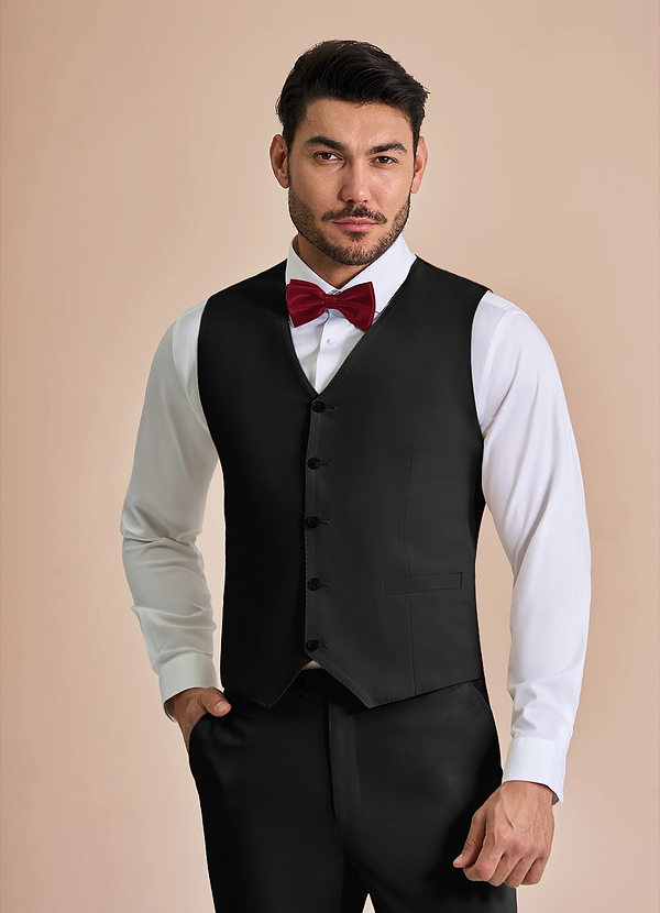 front William Black Comfort Blend Suit Vest