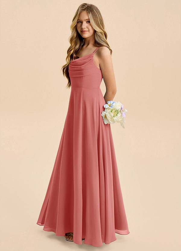 Azazie Gia Junior Antique Rose A-Line Pleated Chiffon Dress image1