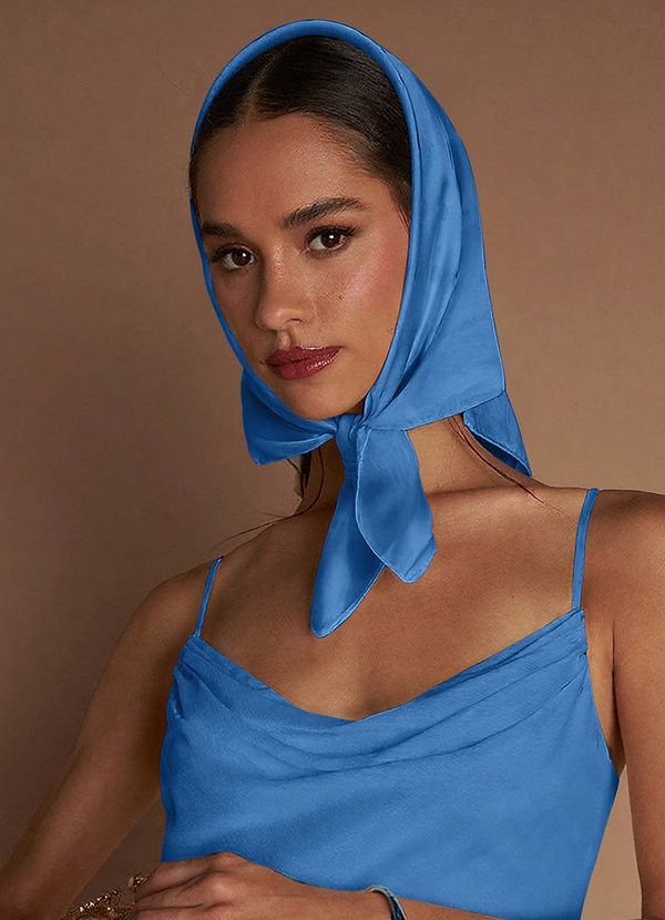 front Matching Color Floral Matte Satin Scarf