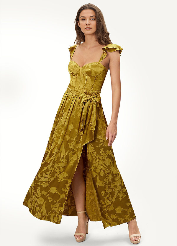 Stasey Chartreuse Jacquard Maxi Dress image1