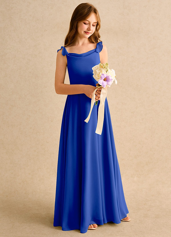 Azazie Puppy Girls Formal Flower Girl Dresses Royal Blue A-Line Pleated Chiffon Dress image1