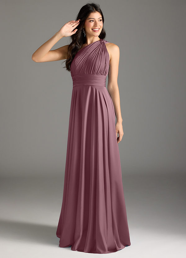 Charlize Bridesmaid Dresses Amethyst A-Line One Shoulder Stretch Satin Dress image1