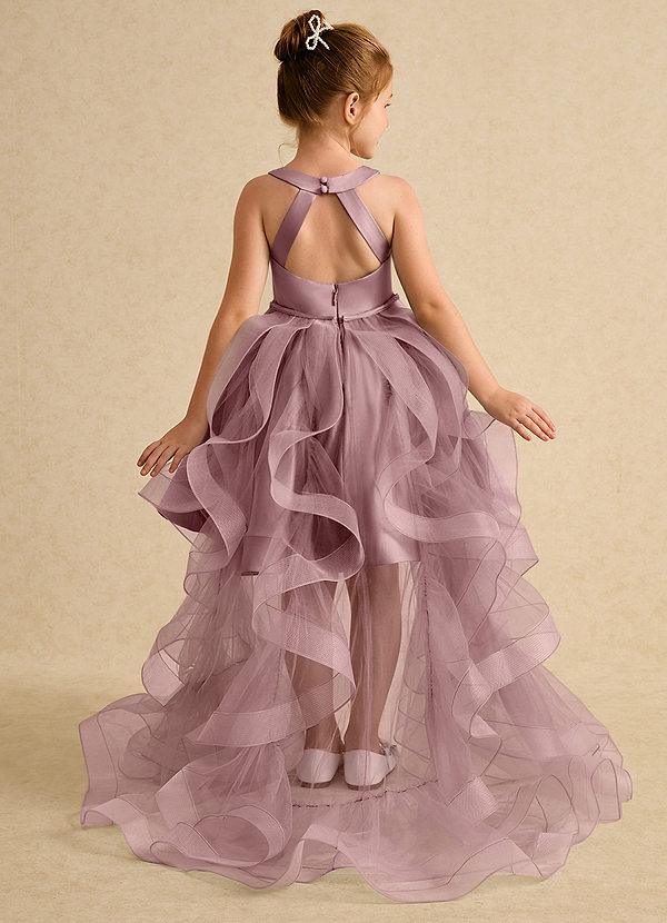 Azazie Julietta Flower Girl Dresses Dusty Rose Ball-Gown Convertible Tulle Dress image1