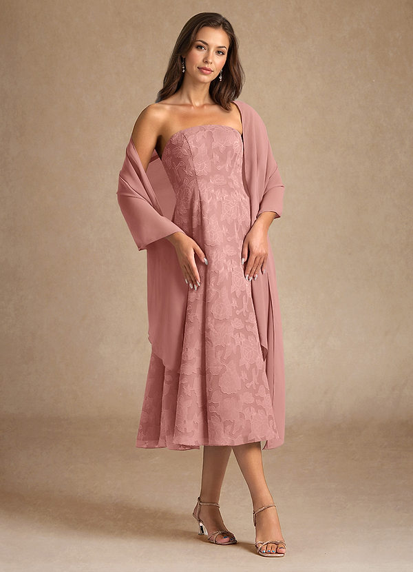 Azazie Lorain Abiti da Mamma Sposa Abito A-Line in Burnout Floreale Plissettato Rosetta image1