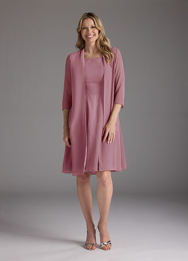 Azazie Shirley Mother of the Brides Dresses Vintage Mauve A-Line Scoop Pleated Chiffon Dress image1