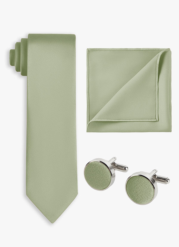 front Matching Color 3-Piece Stretch Satin Wide Tie Set