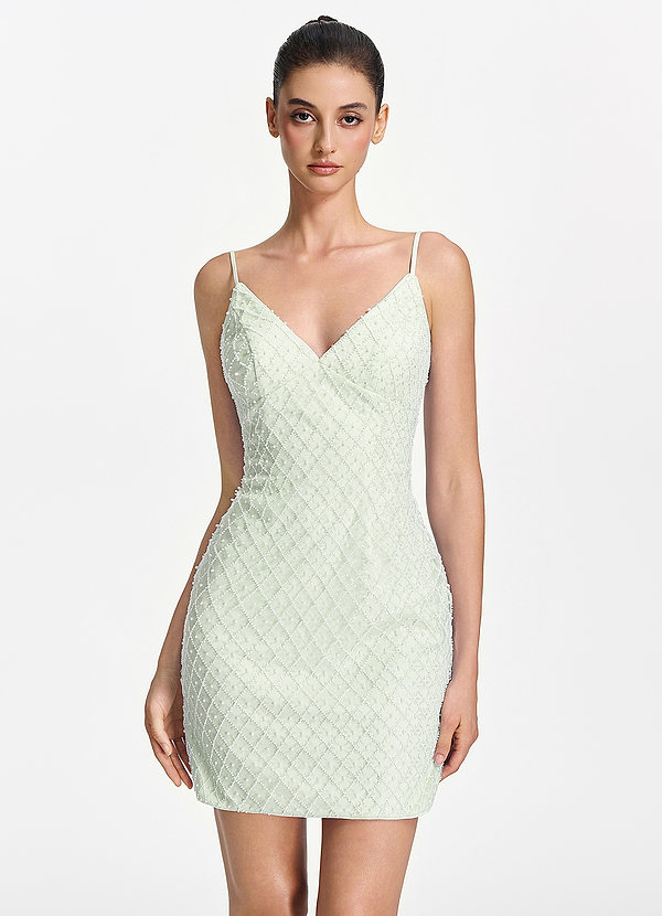 Irma Dusty Sage Mini abito con spalline sottili, perline e allacciatura a pizzo. image1