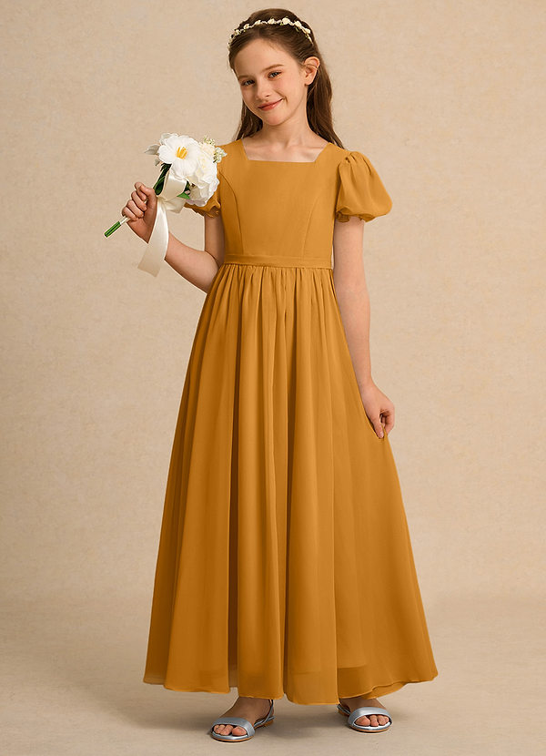 Azazie Lilia Junior Formal Klänningar för brudeflicka Klä A-Linje i Chiffong med ärmar image1