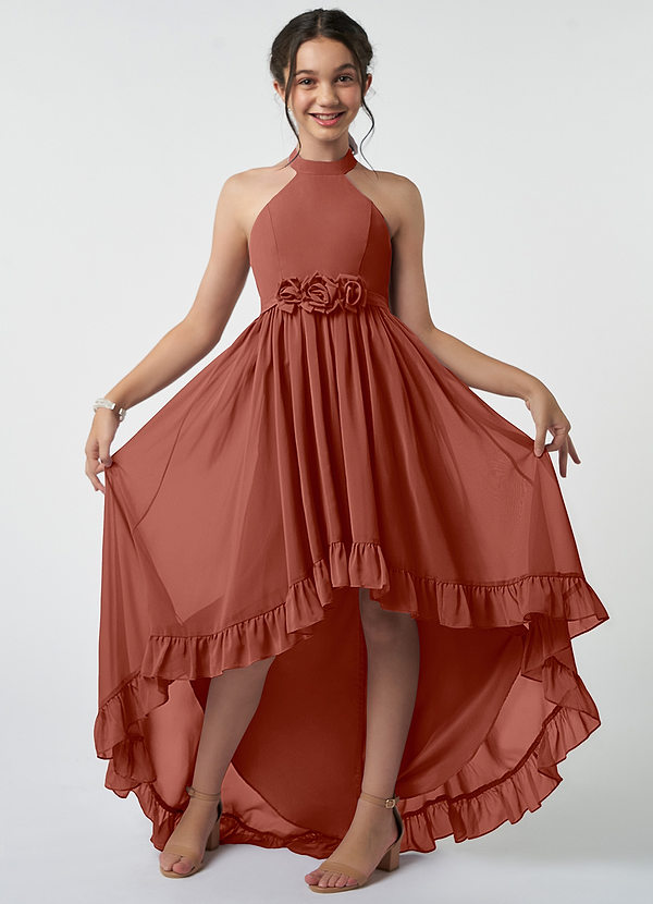 Azazie Hermione Junior Auburn A-Line Chiffon Dress image1