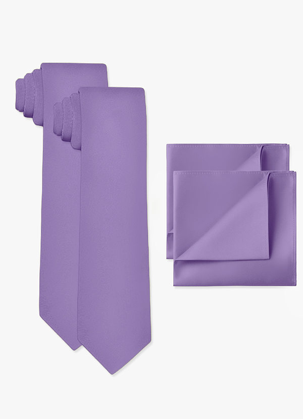 front Set aus breiter Krawatte und Einstecktuch aus mattem Satin, 2-teilig