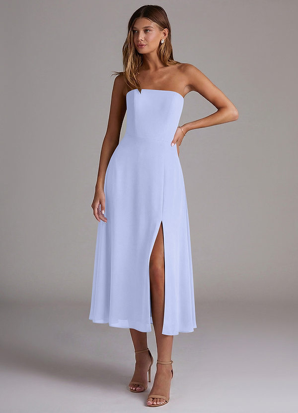 Azazie Wren Bruidsmeisjes Jurken Jurk van Chiffon met A-Lijn Strapless Lavendel image1