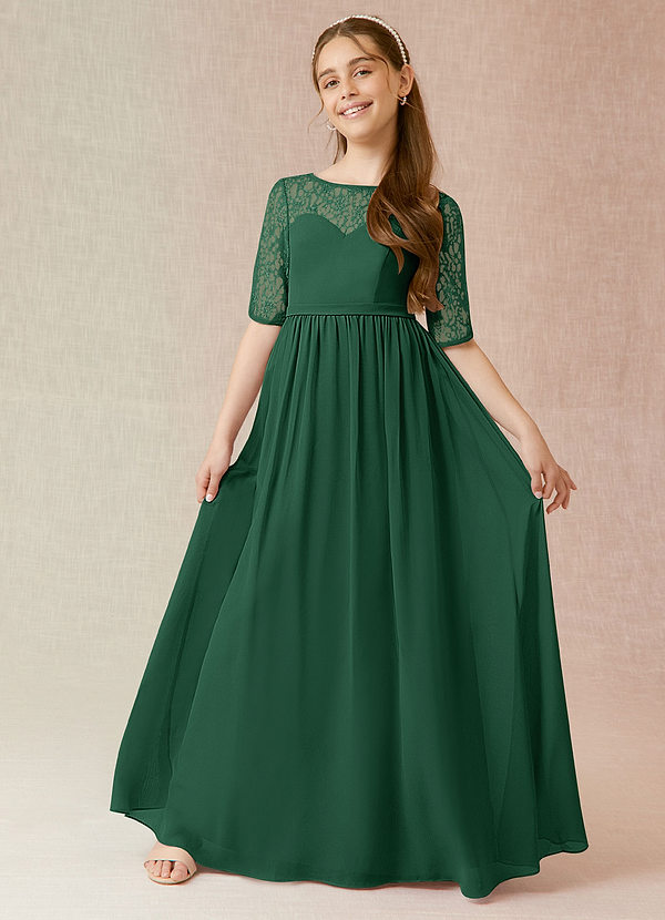 Vestidos Modestos De Manga Larga Para Damas De Honor Junior Verde oliva main image 0