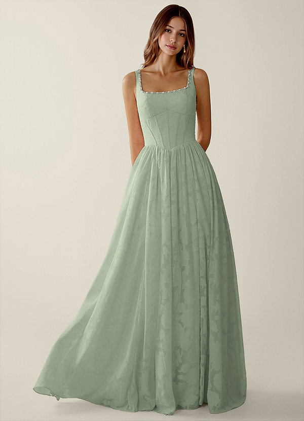 Megan Agave Green Spitzen-A-Linien-Abendkleid image1