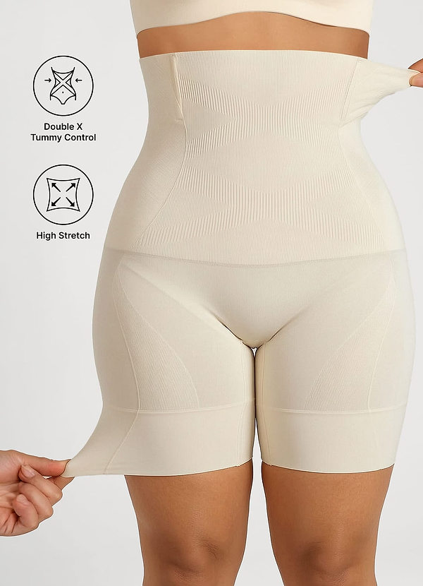 front Nahtlose Shapewear-Shorts mit Bauchkontrolle und Oberschenkelformung