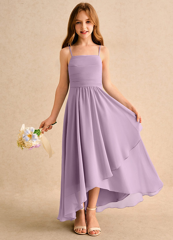 Azazie Twilight Dance Girls Formal Flower Girl Dresses Wisteria A-Line Pleated Chiffon Dress image1