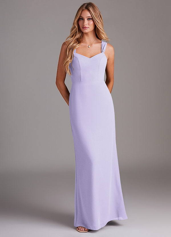 Azazie Denice Bridesmaid Dresses Lilac Sheath Pleated Chiffon Dress image1