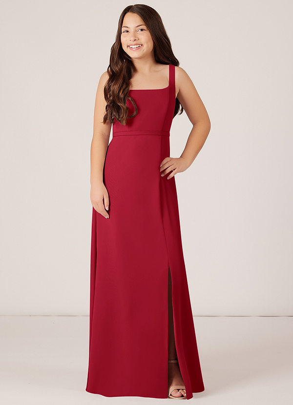 Azazie Renee Junior Scarlet A-Line Side Slit Chiffon Dress image1