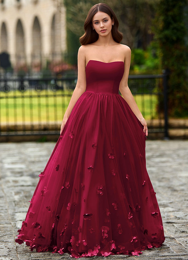 Calliope Bourgondië Bloemenbloesem galajurk image1