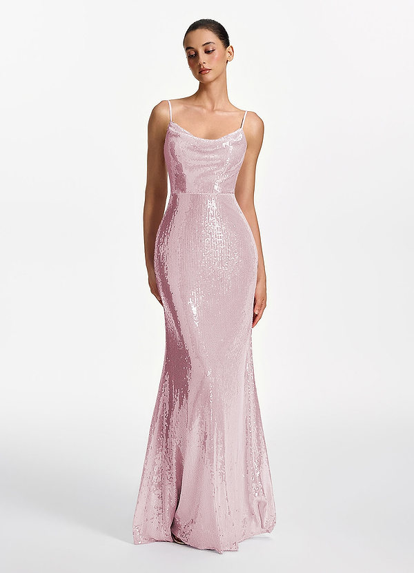 Elodie Dusty Pink Sequins Cowl neck Mermaid Dress image1